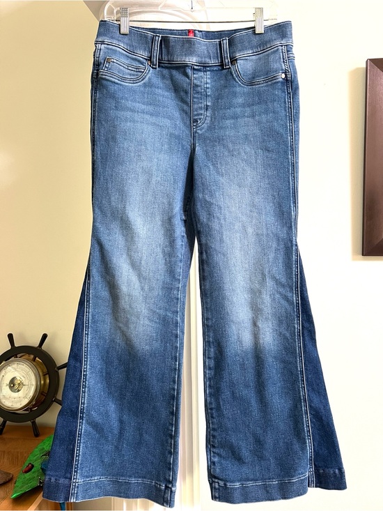 SPANX Denim - Spanx Jeans Womens Large Flare 32x28 Blue #20790Q Retro 70’s inset flare details